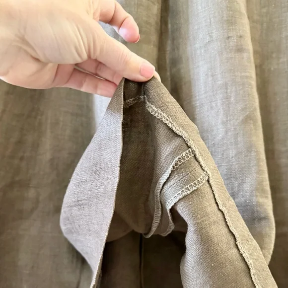 Vintage Robyn Meredith Taupe Tan Rustic Butchers Linen Knit Flutter Skirt, sz. M - Picture 16 of 17
